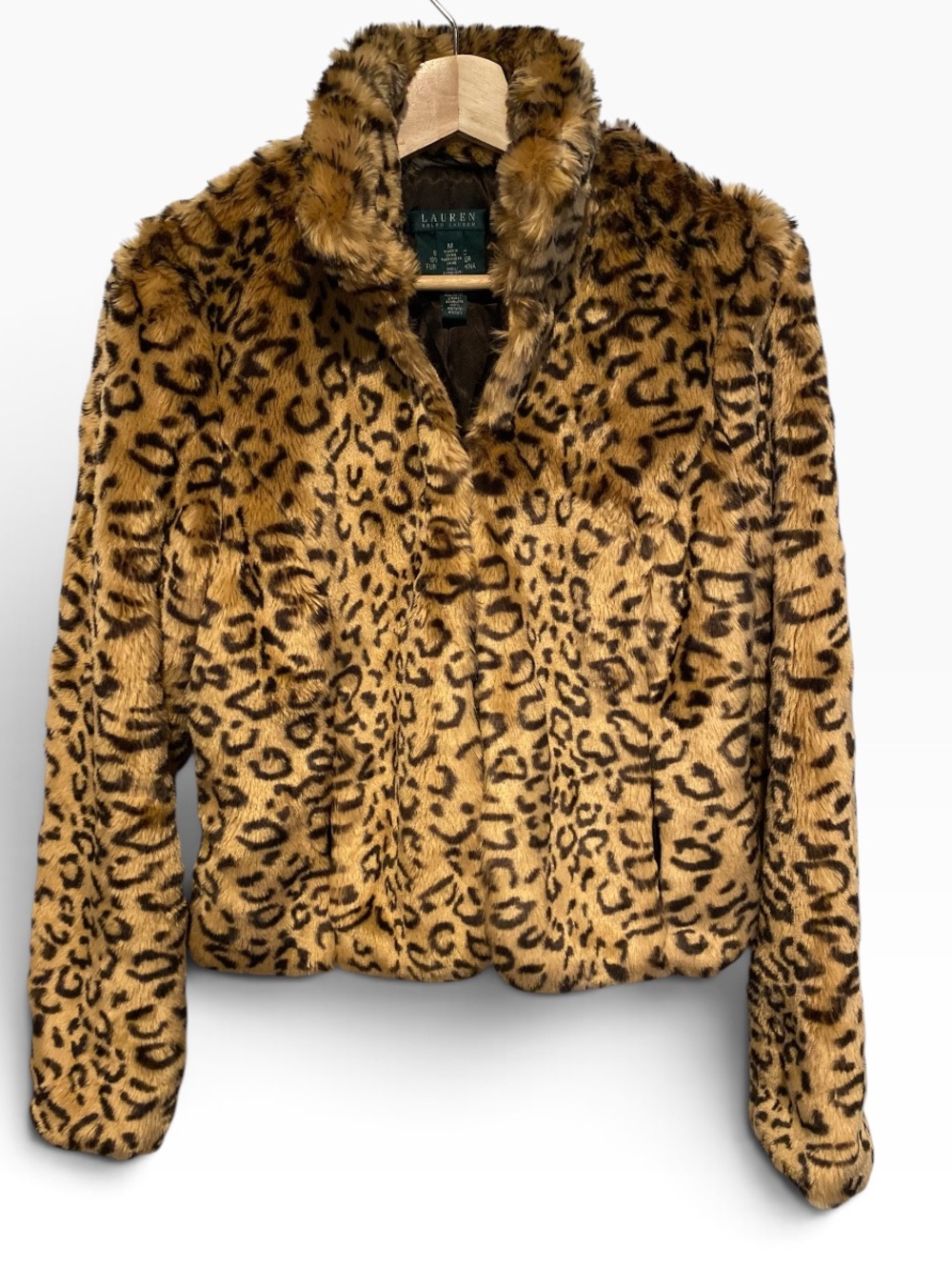 VINTAGE LAUREN RALPH LAUREN FAUX FUR CHEETAH ANIMAL PRINT JACKETS SZ MEDIUM - Picture 2 of 8